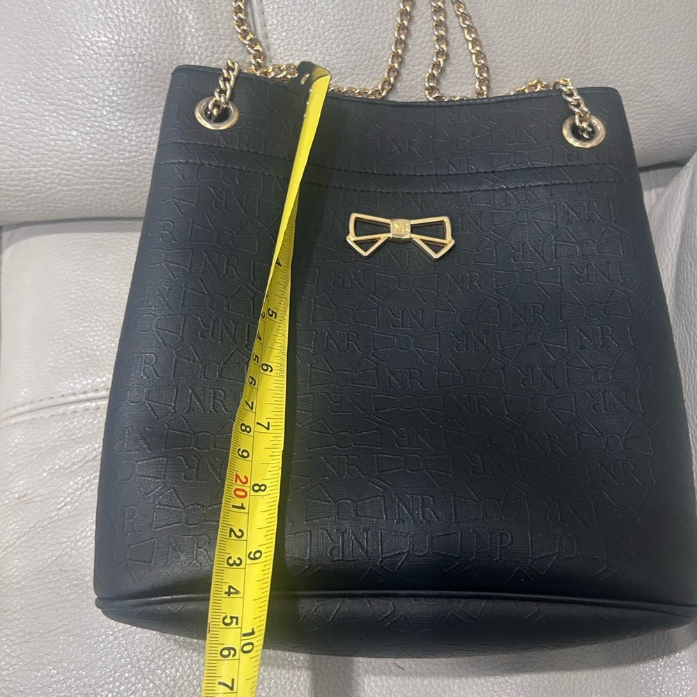 Nina Ricci Elegant Black Handbag with Gold Accents
